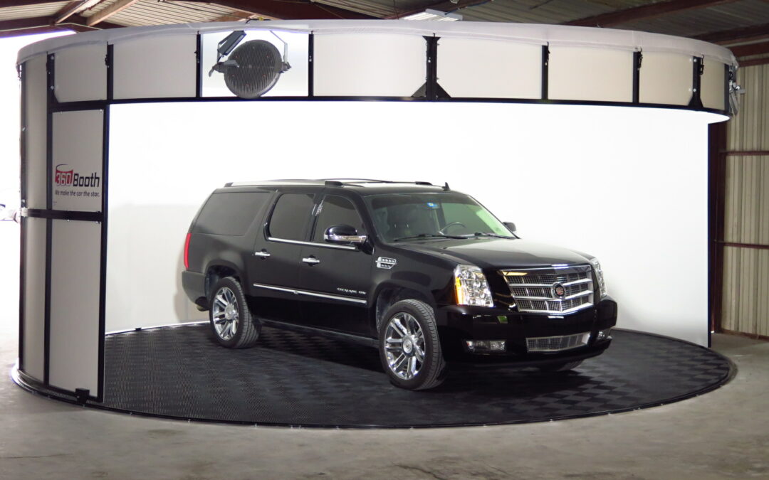 Black Cadillac Escalade photographed inside a 360Booth vehicle photo studio