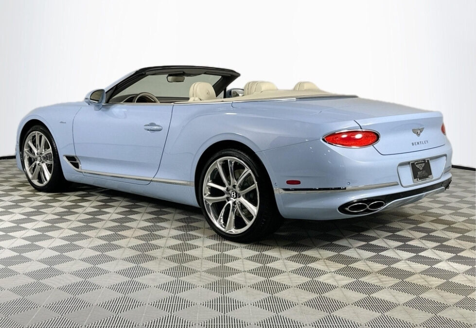 Blue Bentley convertible photographed inside a 360Booth vehicle photo studio