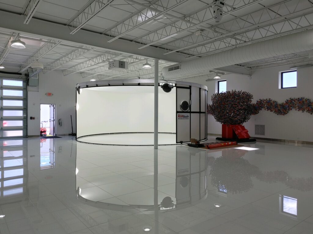 360Booth Vehicle Photo Studio in a dealership warehouse