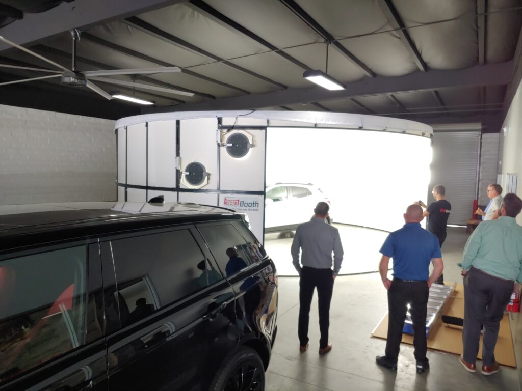 360Booth Vehicle Photo Studio in a dealership warehouse