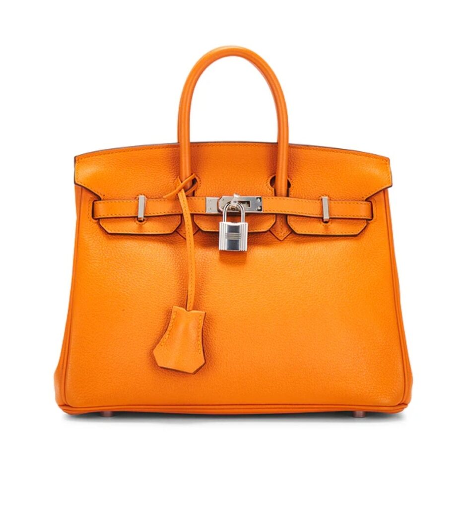 orange leather handbag