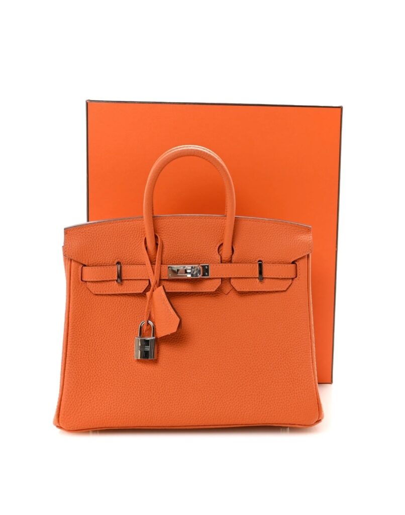 orange leather handbag