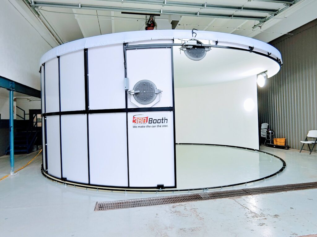 360Booth Vehicle Photo Studio in a dealership warehouse